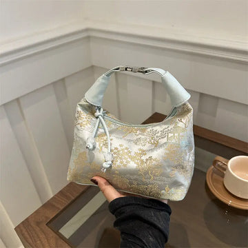 Qfdian Chinese Style Satin Embroidery Bag Women's Summer Crossbody Bag Handbag